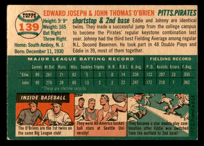1954 Topps Baseball #139 Ed O'Brien John O'Brien EX-MT 569709