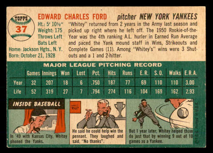 1954 Topps Baseball # 37 Whitey Ford Yankees EX 569712
