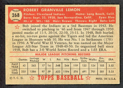 1952 Topps Baseball #268 Bob Lemon Indians EX+/EX-MT 569762