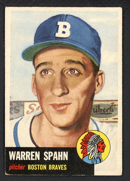 1953 Topps Baseball #147 Warren Spahn Braves VG-EX 569766