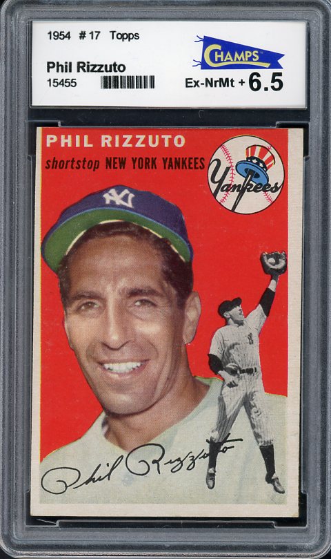 1954 Topps Baseball #017 Phil Rizzuto Yankees CGS 6.5 EX-MT+ 412847