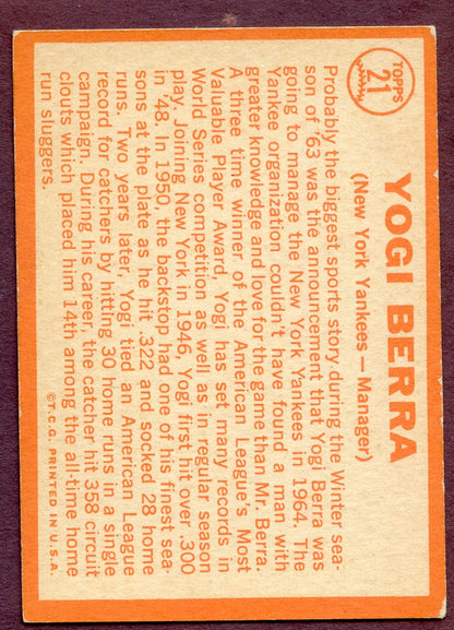 1964 Topps Baseball #021 Yogi Berra Yankees NR-MT 416273