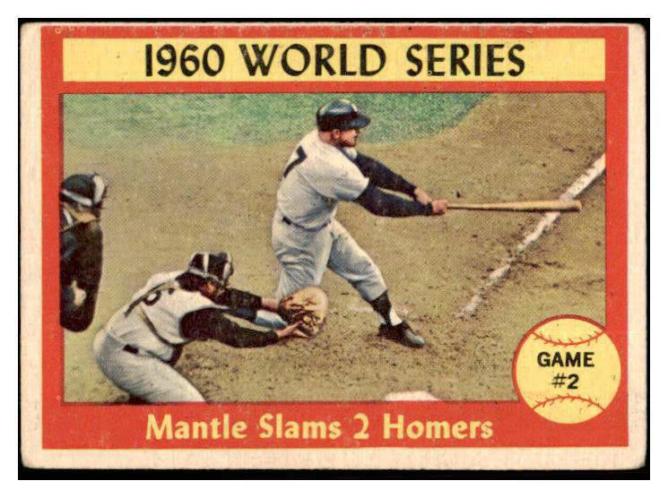 1961 Topps Baseball #307 World Series Game 2 Mickey Mantle VG-EX 416542