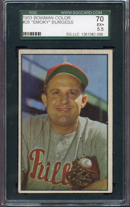 1953 Bowman Color Baseball #028 Smoky Burgess Phillies SGC 5.5 EX+ 418880