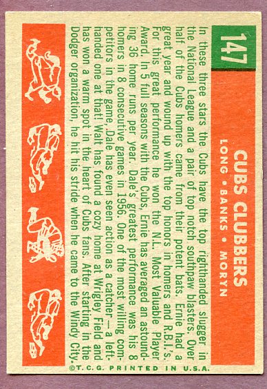 1959 Topps Baseball #147 Ernie Banks Dale Long EX 419948