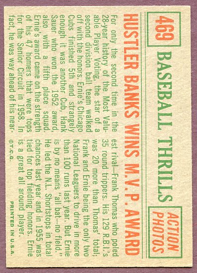 1959 Topps Baseball #469 Ernie Banks IA Cubs EX-MT 419954
