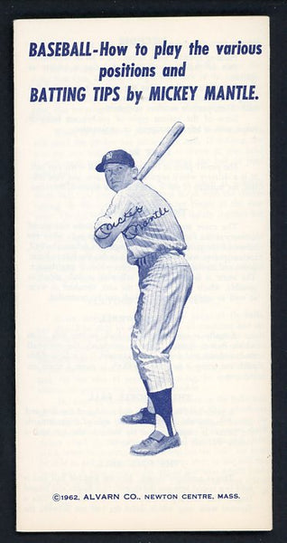 1962 Alvarn Co Pamphlet Mickey Mantle Batting Tips EX-MT 427450