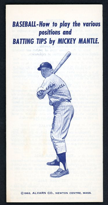 1962 Alvarn Co Pamphlet Mickey Mantle Batting Tips EX-MT 427452