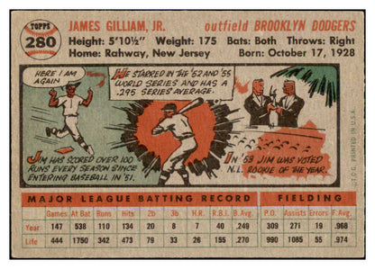 1956 Topps Baseball #280 Jim Gilliam Dodgers EX 429235