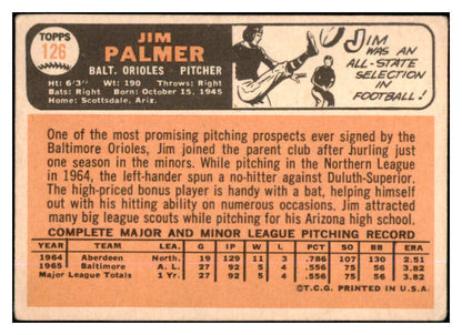 1966 Topps Baseball #126 Jim Palmer Orioles VG 430226