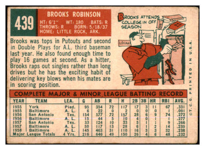 1959 Topps Baseball #439 Brooks Robinson Orioles VG 430247