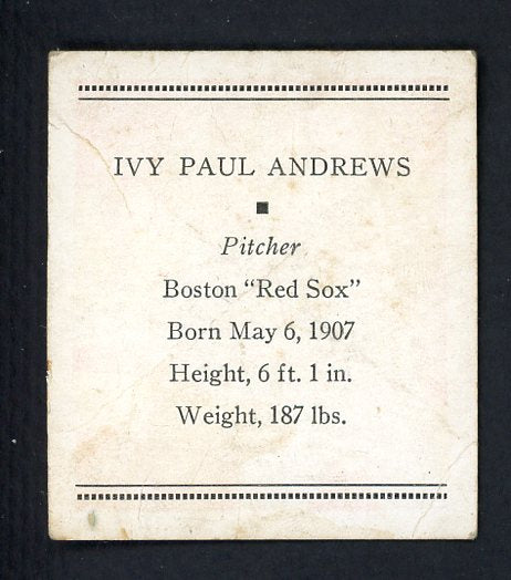 1933 Tattoo Orbit Ivy Andrews Red Sox GD-VG 431237