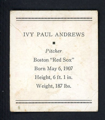 1933 Tattoo Orbit Ivy Andrews Red Sox GD-VG 431237