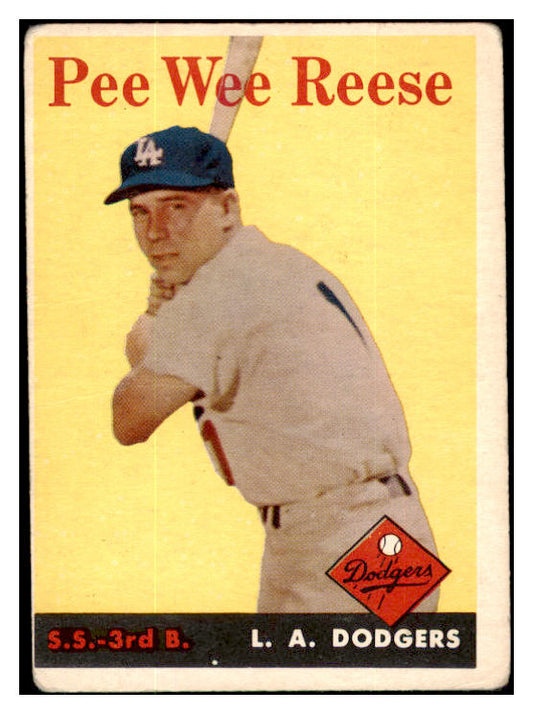 1958 Topps Baseball #375 Pee Wee Reese Dodgers PR-FR back damage 431934