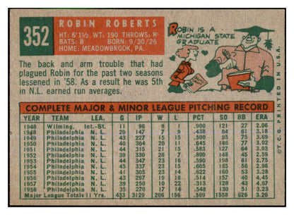 1959 Topps Baseball #352 Robin Roberts Phillies NR-MT 433747