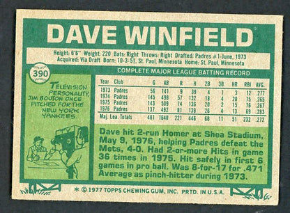 1977 Topps Baseball #390 Dave Winfield Padres VG-EX 433881