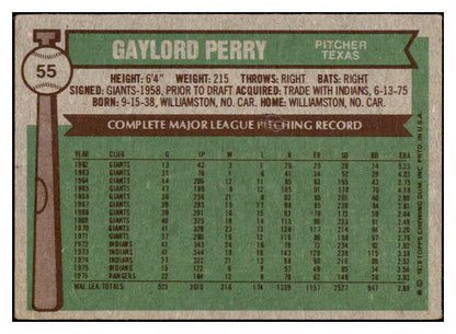 1976 Topps Baseball #055 Gaylord Perry Rangers VG-EX 434065