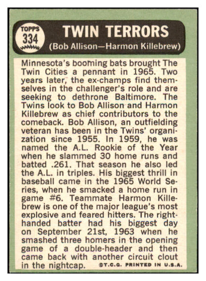1967 Topps Baseball #334 Harmon Killebrew Bob Allison GD-VG 434435