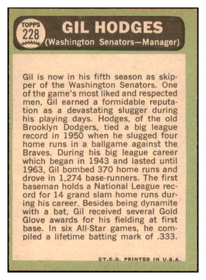 1967 Topps Baseball #228 Gil Hodges Senators NR-MT 434617