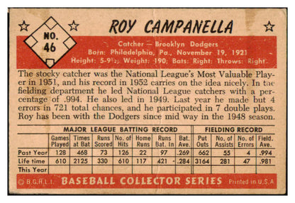 1953 Bowman Color Baseball #046 Roy Campanella Dodgers GD-VG 435009