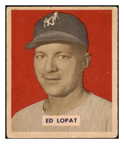 1949 Bowman Baseball #229 Eddie Lopat Yankees Good pin hole 435067