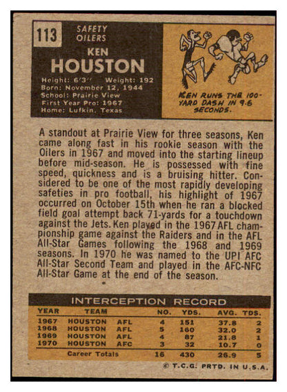 1971 Topps Football #113 Ken Houston Oilers EX-MT 435564