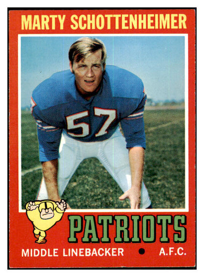 1971 Topps Football #003 Marty Schottenheimer Patriots EX-MT 435568