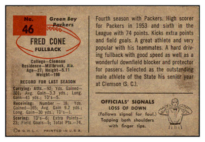 1954 Bowman Football #046 Fred Cone Packers NR-MT 436688