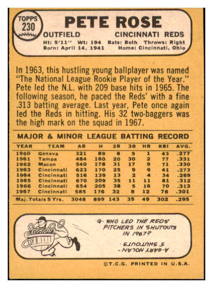 1968 Topps Baseball #230 Pete Rose Reds EX-MT 436965