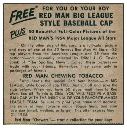 1954 Red Man #023AL Hank Bauer Yankees NR-MT No Tab 437399