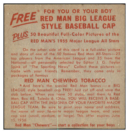 1955 Red Man #014AL Early Wynn Indians NR-MT No Tab 437477
