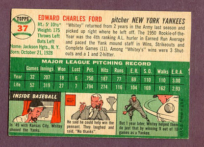 1954 Topps Baseball #037 Whitey Ford Yankees Good undersized 438174