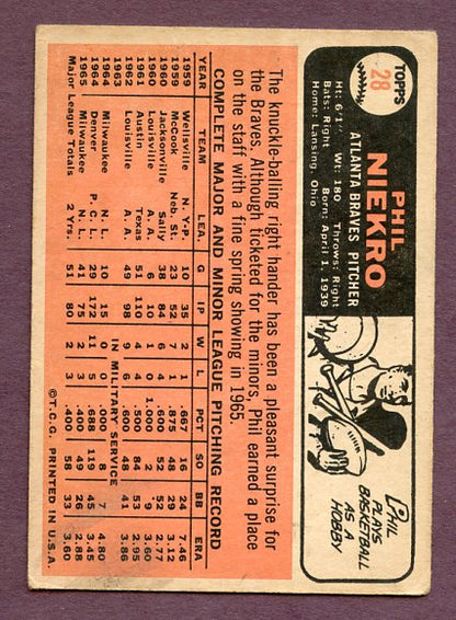 1966 Topps Baseball #028 Phil Niekro Braves VG 438581