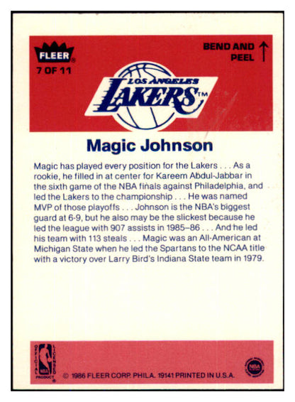 1986 Fleer Basketball Stickers #007 Magic Johnson Lakers EX-MT 439646