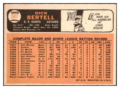 1966 Topps Baseball #587 Dick Bertell Giants EX-MT 439863