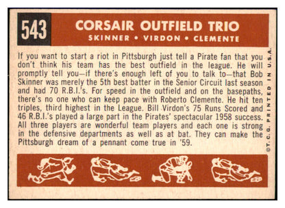1959 Topps Baseball #543 Roberto Clemente Bill Virdon EX-MT 440366
