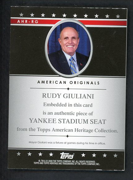2009 Topps American Heritage AHR-RG Rudy Giuliani Yankees 441009