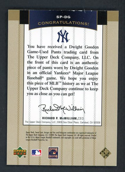 2003 UD Sweet Spot SP-DG Dwight Gooden Yankees 441010
