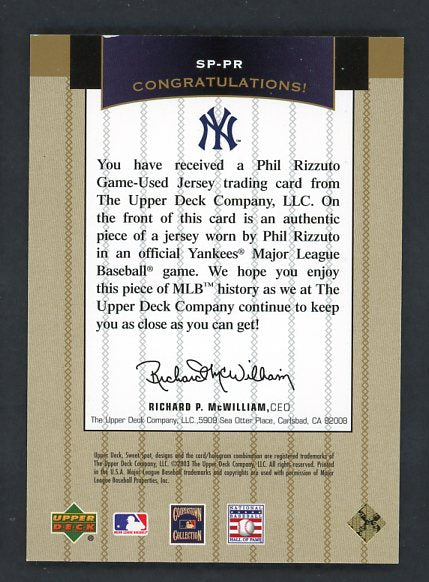 2002 UD Sweet Spot SP-PR Phil Rizzuto Yankees 441044