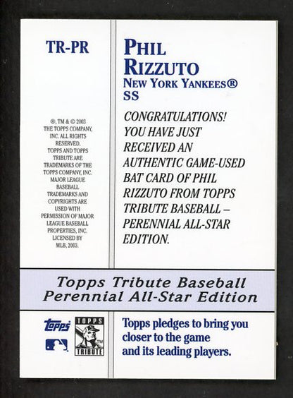 2003 Topps Tribute TR-PR Phil Rizzuto Yankees 441045