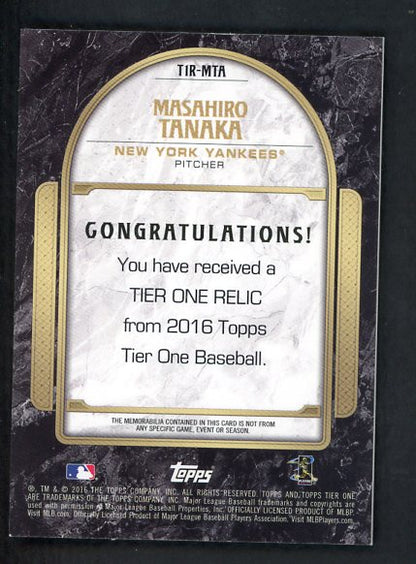 2016 Topps Tier One TIR-MTA Masahiro Tanaka Yankees 441051