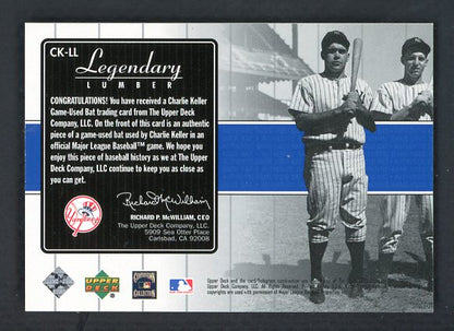 2000 UD Yankees Legends CK-LL Charlie Keller Yankees 441073