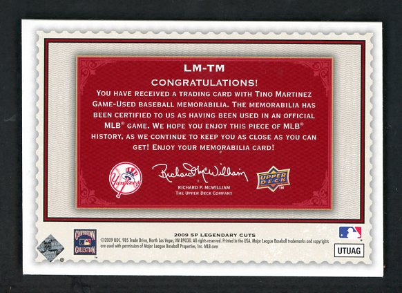 2009 SP Legendary Cuts LM-TM Tino Martinez Yankees 441082