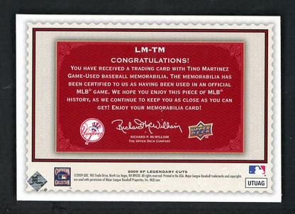 2009 SP Legendary Cuts LM-TM Tino Martinez Yankees 441082