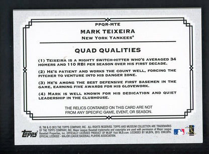 2013 Topps Museum Collection PPQR-MTE Mark Teixeira Yankees 441102