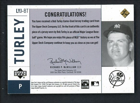 2001 UD Legends LYJ-BT Bob Turley Yankees 441103
