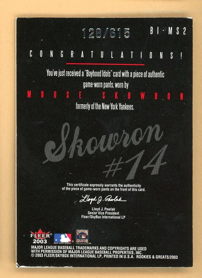 2003 Fleer Boyhood Idols BI-MX2 Bill Skowron Yankees 441106