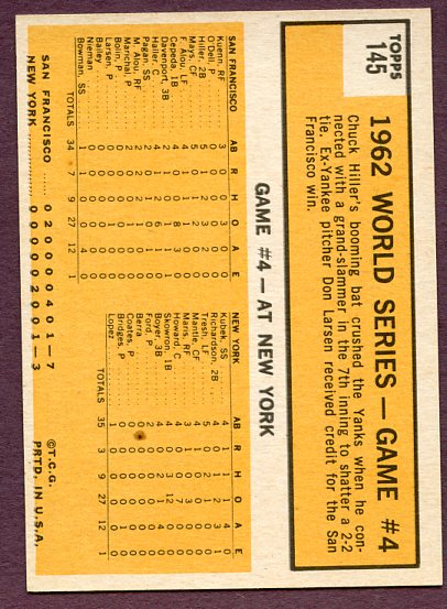 1963 Topps Baseball #145 World Series Game 4 Chuck Hiller EX-MT 443426