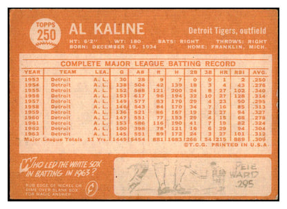 1964 Topps Baseball #250 Al Kaline Tigers EX+/EX-MT 443972