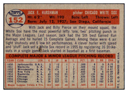 1957 Topps Baseball #152 Jack Harshman White Sox EX-MT 444183
